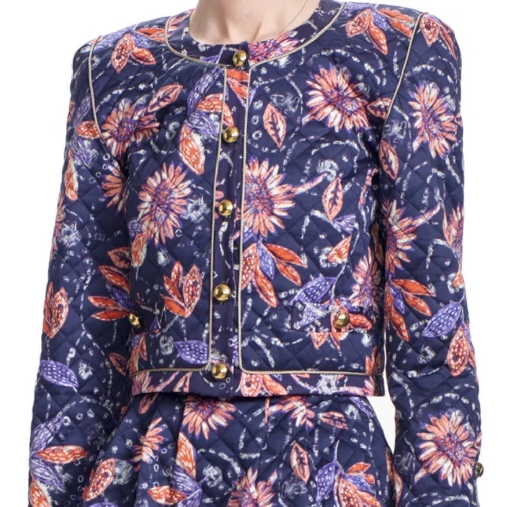 Corey Lynn Calter Coralie Quilted Jacket Chalk Flower Size Small